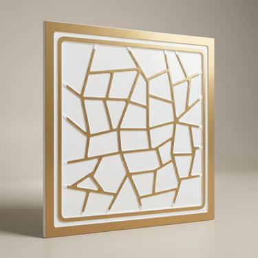 Antique White Metal - Moraccan Meshwork - White, Beige - Decorative Ceiling Panel - 2 ft x 2 ft