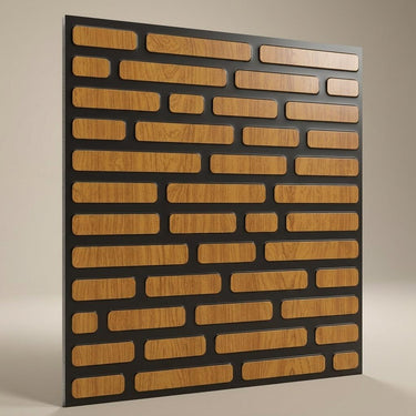 Antique Antique Teakwood - Greek Geometric - Brown, Bronze - Decorative Ceiling Panel - 2 ft x 2 ft