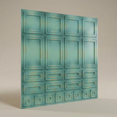 Colonial Vintage Tin - Greek Geometric - Blue, Silver - Decorative Ceiling Panel - 2 ft x 2 ft