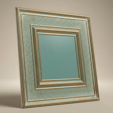 Arabian Green Palette - Greek Geometric - Green, Gold - Decorative Ceiling Panel - 2 ft x 2 ft