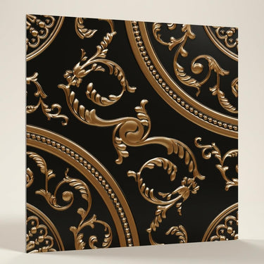 Antique Gold Copper - Persian Motifs - Gold, Brown - Decorative Ceiling Panel - 2 ft x 2 ft