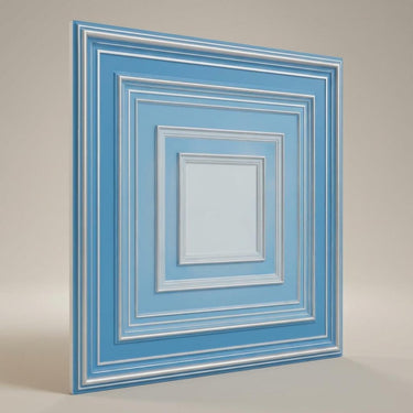 Abstract Blue Dove - Greek Geometric - Blue, Grey - Decorative Ceiling Panel - 2 ft x 2 ft