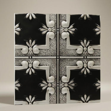 Oxidized Antique Silver - Baali Botanical - Silver, Grey - Decorative Ceiling Panel - 2 ft x 2 ft