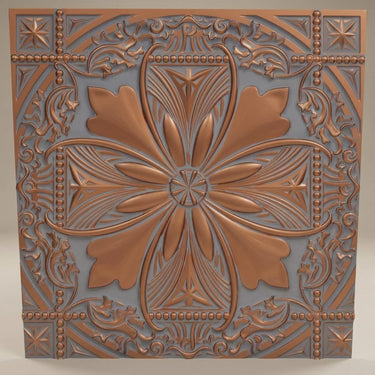 Dramatic Dusty Copper - Baali Botanical - Copper, Brown - Decorative Ceiling Panel - 2 ft x 2 ft