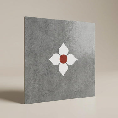 Chettinad Sterling Blossom, Dark Grey, Athangudi, Tiles - Vitrified - Full Body, 1 x 1 ft, 9 mm