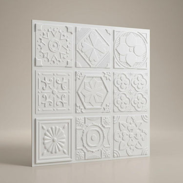 Alabaster Classic Paintable - Persian Motifs - White - Decorative Ceiling Panel - 2 ft x 2 ft