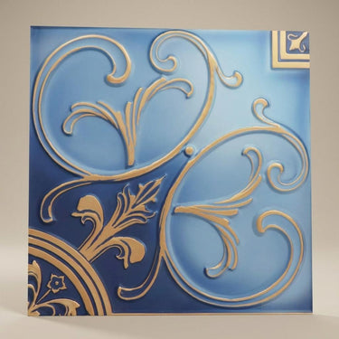 Exhibit Golden Swan - Baali Botanical - Gold, Yellow - Decorative Ceiling Panel - 2 ft x 2 ft