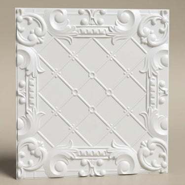 Cotton Frost Paintable - Moraccan Meshwork - White - Decorative Ceiling Panel - 2 ft x 2 ft