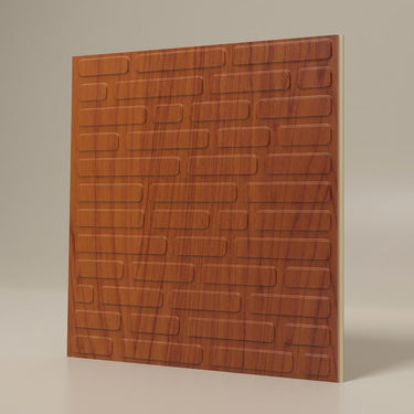 Authentic Cherry Wood - Greek Geometric - Brown, Wooden - Decorative Ceiling Panel - 2 ft x 2 ft