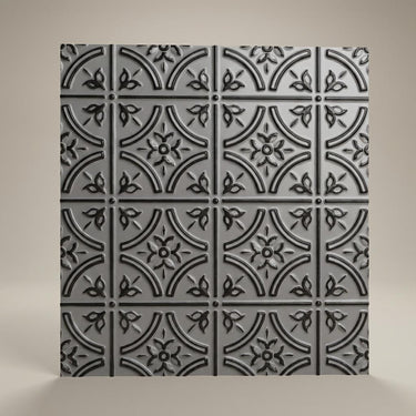 Canvas Royal Black - Moraccan Meshwork - Black, Grey - Decorative Ceiling Panel - 2 ft x 2 ft