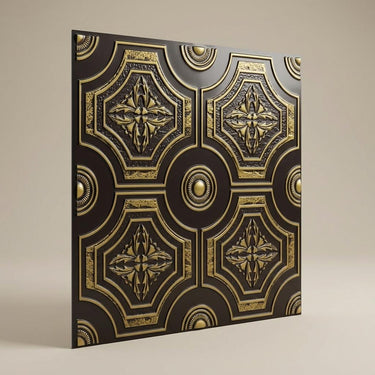 Vintage Antique Brass - Persian Motifs - Brass, Bronze - Decorative Ceiling Panel - 2 ft x 2 ft