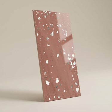 Terratile Rosso Terrazzo, Dark Brown, Terrazzo, Tiles - Vitrified - Full Body, 4 x 2 ft, 9 mm