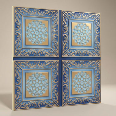 Contemporary Golden Swan - Baali Botanical - Gold, Yellow - Decorative Ceiling Panel - 2 ft x 2 ft