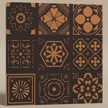 Antique Copper Shimmer - Persian Motifs - Copper, Bronze - Decorative Ceiling Panel - 2 ft x 2 ft