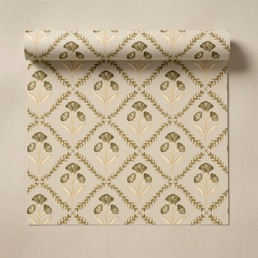 Sprig & Stem- Beige, Blooming Aura, Wallpaper, 58  sft