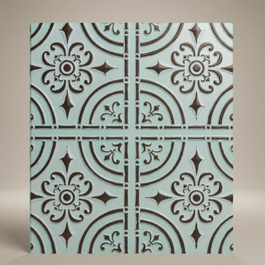 Innovate Aqua Tin - Baali Botanical - Blue, Silver - Decorative Ceiling Panel - 2 ft x 2 ft