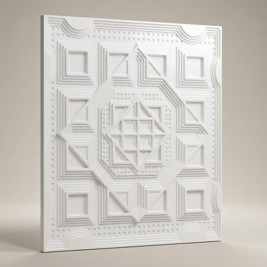 Bold White Matt - Greek Geometric - White - Decorative Ceiling Panel - 2 ft x 2 ft