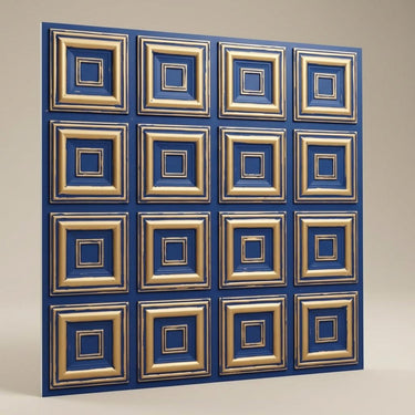 Modern Golden Swan - Greek Geometric - Gold, Yellow - Decorative Ceiling Panel - 2 ft x 2 ft
