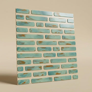 Vintage Tin Vintage - Greek Geometric - Blue, Silver - Decorative Ceiling Panel - 2 ft x 2 ft