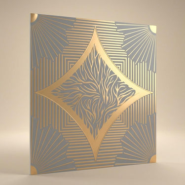 Dream Royal Grey - Baali Botanical - Silver, Grey - Decorative Ceiling Panel - 2 ft x 2 ft