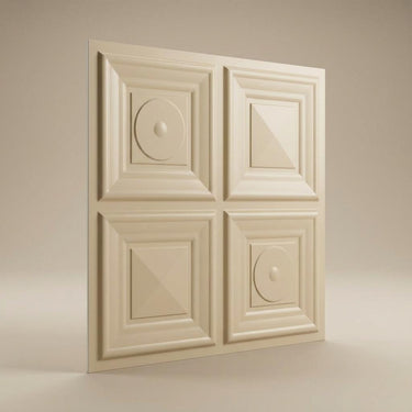 Finish Dairy Cream - Greek Geometric - Beige - Decorative Ceiling Panel - 2 ft x 2 ft