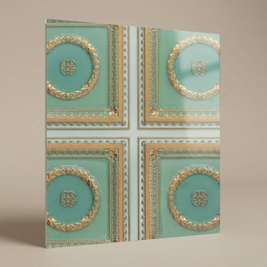 Contemporary Arabian Green - Persian Motifs - Green, Gold - Decorative Ceiling Panel - 2 ft x 2 ft