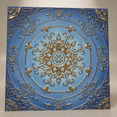 Mosaic Golden Swan - Baali Botanical - Gold, Yellow - Decorative Ceiling Panel - 2 ft x 2 ft