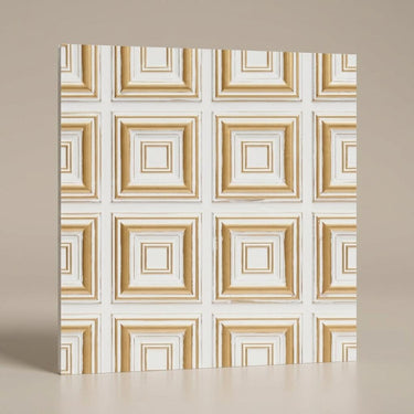 Cast Antique White - Greek Geometric - White, Beige - Decorative Ceiling Panel - 2 ft x 2 ft