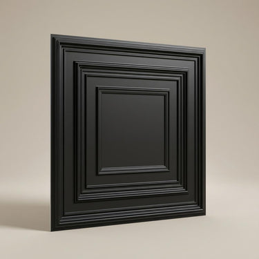 Strong Black - Greek Geometric - Black - Decorative Ceiling Panel - 2 ft x 2 ft