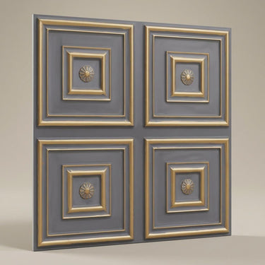 Creative Royal Grey - Greek Geometric - Silver, Grey - Decorative Ceiling Panel - 2 ft x 2 ft