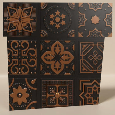 Antique Copper Aged - Persian Motifs - Copper, Bronze - Decorative Ceiling Panel - 2 ft x 2 ft