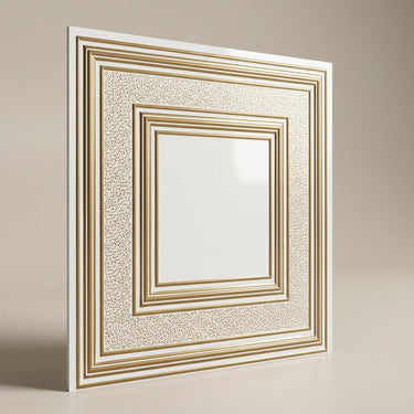 Brass Antique White - Greek Geometric - Brass, Bronze - Decorative Ceiling Panel - 2 ft x 2 ft