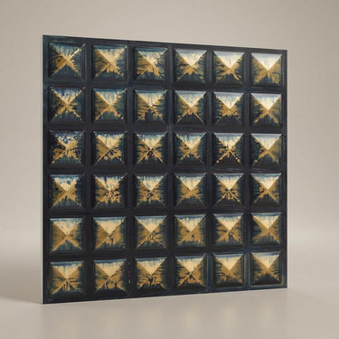 Colonial Midnight Gold - Greek Geometric - Gold, Brown - Decorative Ceiling Panel - 2 ft x 2 ft