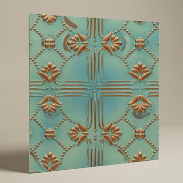 Urban Natural Patina - Baali Botanical - Blue, Silver - Decorative Ceiling Panel - 2 ft x 2 ft
