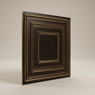 Metallic Antique Gold - Greek Geometric - Gold, Brown - Decorative Ceiling Panel - 2 ft x 2 ft