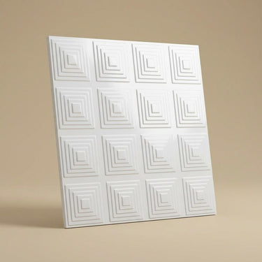 Airy Crisp Paintable - Greek Geometric - White - Decorative Ceiling Panel - 2 ft x 2 ft