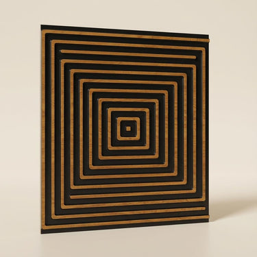 Shine Antique Teakwood - Greek Geometric - Brown, Bronze - Decorative Ceiling Panel - 2 ft x 2 ft