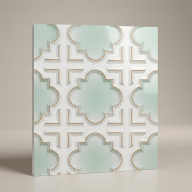 Creative Arabian Green - Moraccan Meshwork - Green, Gold - Decorative Ceiling Panel - 2 ft x 2 ft