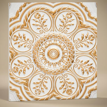 Elegant Antique White - Baali Botanical - White, Beige - Decorative Ceiling Panel - 2 ft x 2 ft