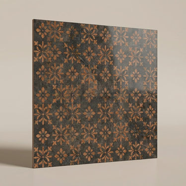 Aged Copper Designer, Dark Brown, Printed, Tiles - Vitrified - Full Body, 2 x 2 ft, 9 mm