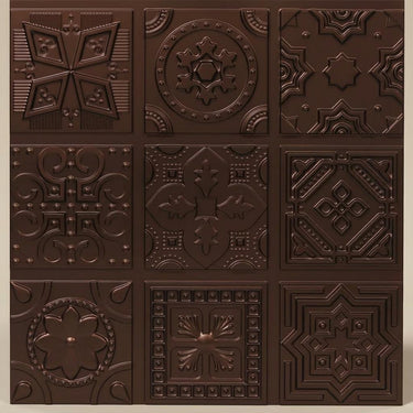 Consistent Mocha - Persian Motifs - Brown - Decorative Ceiling Panel - 2 ft x 2 ft