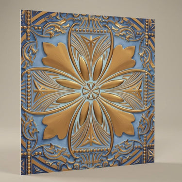 Abstract Golden Swan - Baali Botanical - Gold, Yellow - Decorative Ceiling Panel - 2 ft x 2 ft