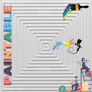 Pearl Airy Paintable - Greek Geometric - White - Decorative Ceiling Panel - 2 ft x 2 ft