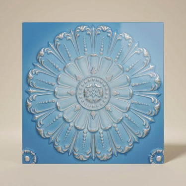 Create Blue Dove - Baali Botanical - Blue, Grey - Decorative Ceiling Panel - 2 ft x 2 ft