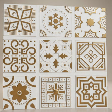 Bronze Antique White - Persian Motifs - White, Beige - Decorative Ceiling Panel - 2 ft x 2 ft