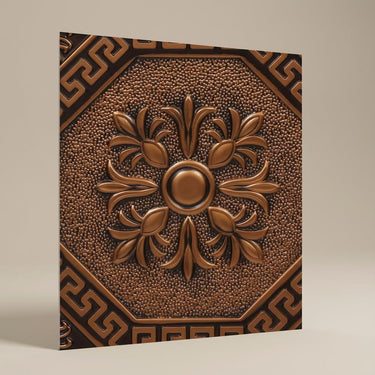 Patina Antique Copper - Baali Botanical - Copper, Bronze - Decorative Ceiling Panel - 2 ft x 2 ft