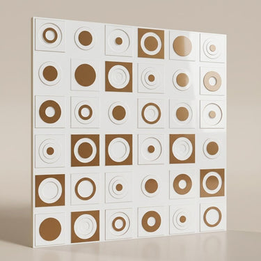 Glint Antique White - Greek Geometric - White, Beige - Decorative Ceiling Panel - 2 ft x 2 ft