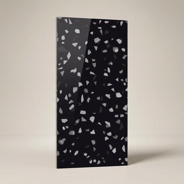 Venetian Bold Sterling, Black, Terrazzo, Tiles - Vitrified - Full Body, 4 x 2 ft, 9 mm