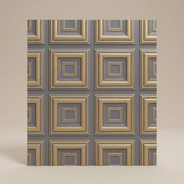 Contemporary Royal Grey - Greek Geometric - Silver, Grey - Decorative Ceiling Panel - 2 ft x 2 ft