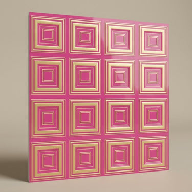 Antique Royal Ruby - Greek Geometric - Red, Black - Decorative Ceiling Panel - 2 ft x 2 ft